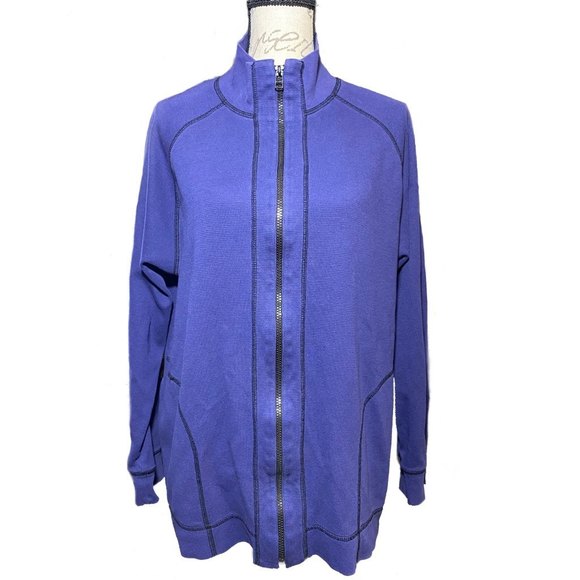 Spa by Chicos 100% Cotton 2 side pockets Jacket Size 3(XL) Blue - Picture 1 of 6